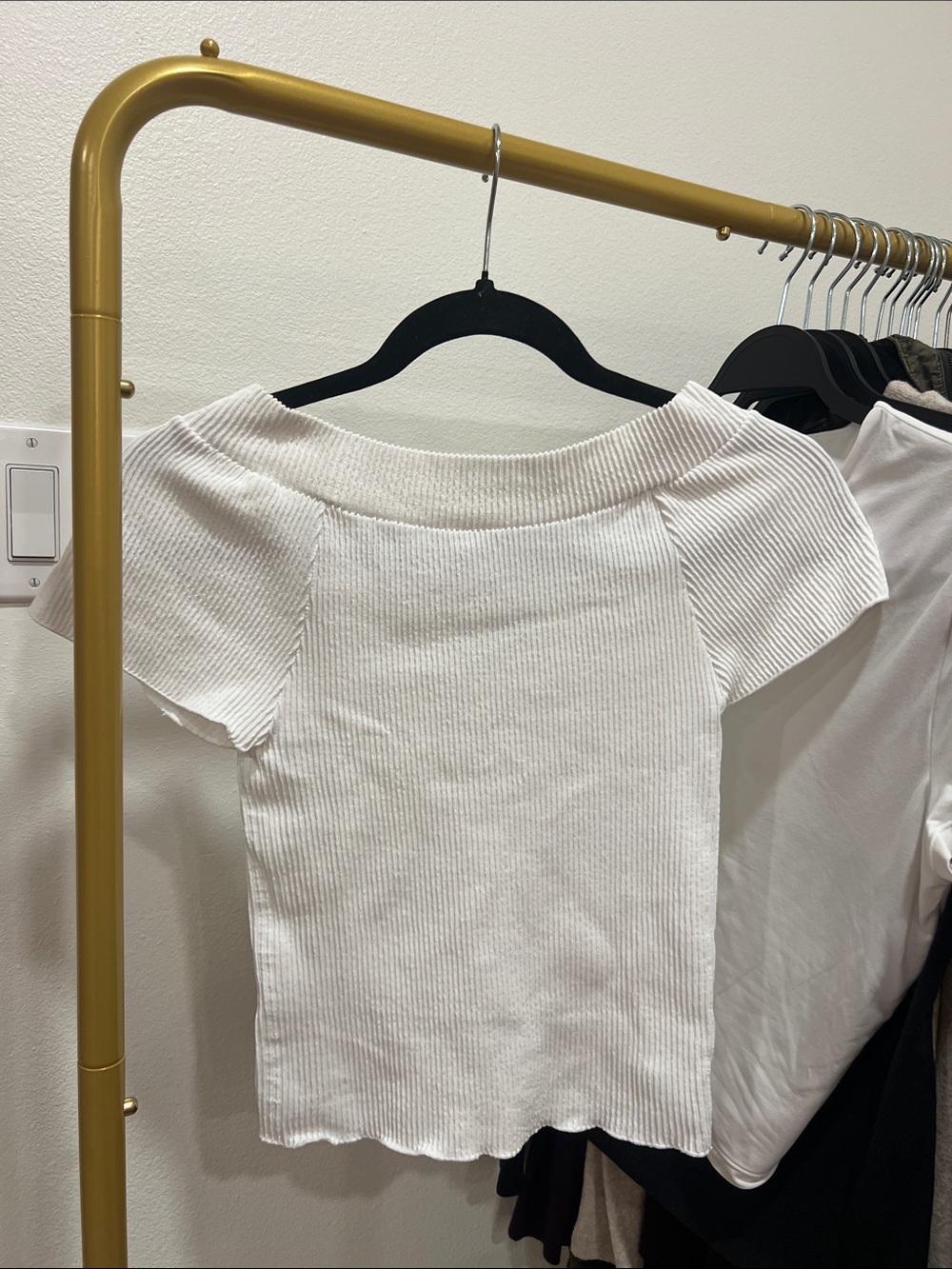 Chic White Ribbed boho Women's Top